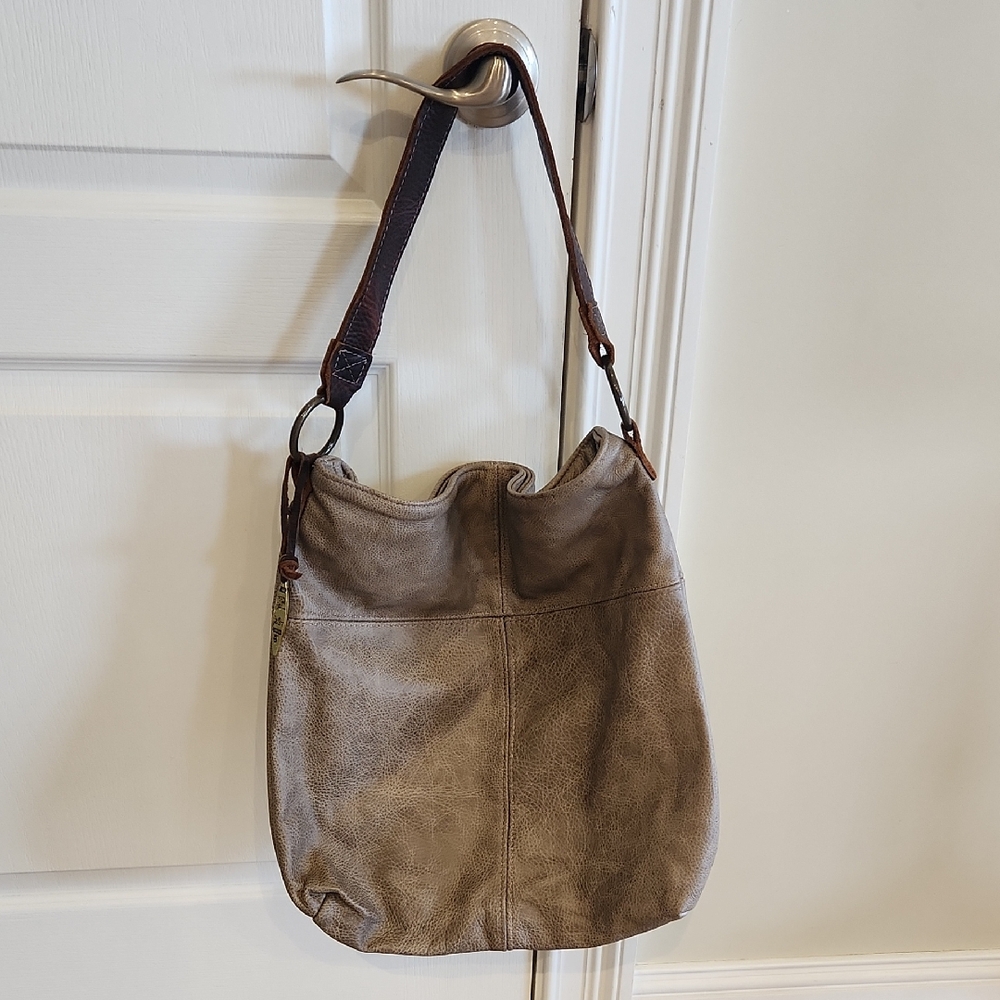 Canoe Tan Genuine Leather Large Shoulder Bag Tan